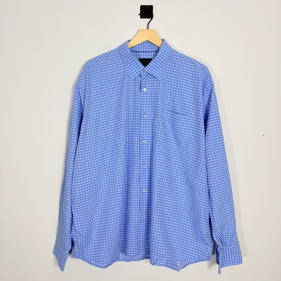 Calder Carmel Limited Edition Button Down Up Dress Shirt XXL Plaid Blue Cotton - Picture 2 of 8